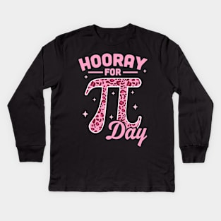 Hooray For Pi Day Pink Leopard Print Kids Long Sleeve T-Shirt